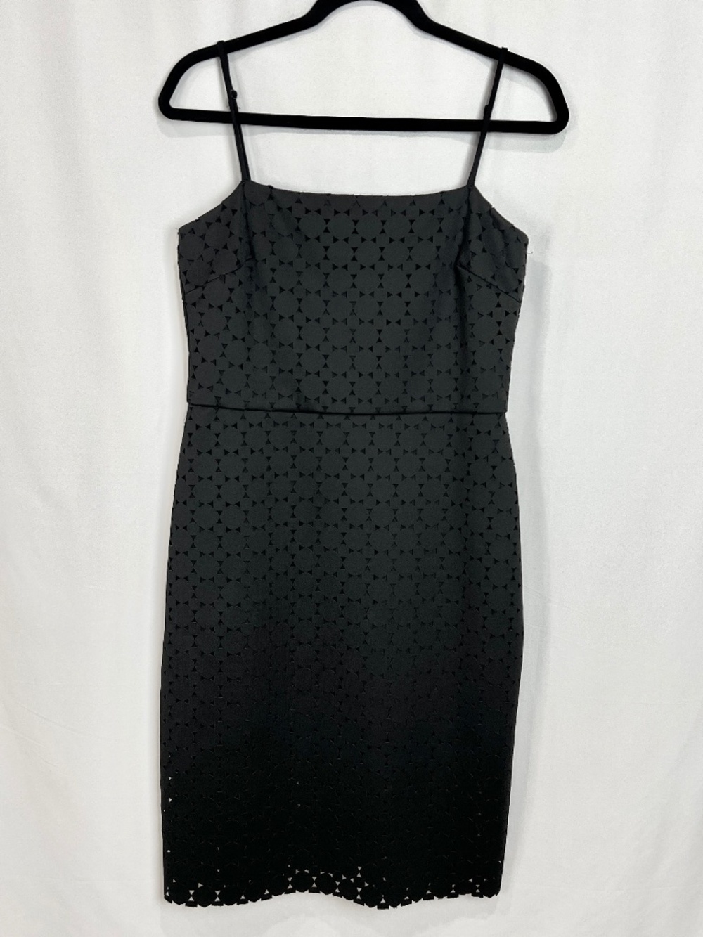 Trina Turk Black Sun Laser Cut Stretch Knit Sheath Dress Size 10